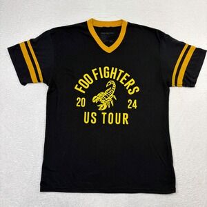 Foo Fighters 2024 US Tour Ringer T-Shirt Black Yellow Scorpion Graphic Mens XL